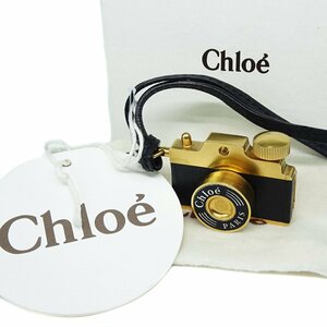 *Z1287 excellent Chloe camera type key holder small articles case black × Gold metal fittings Chloe men's lady's *