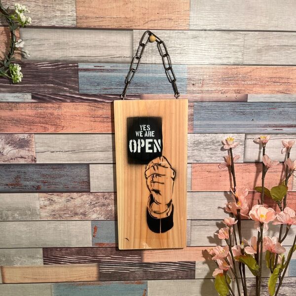 open close お店 木製 看板 プレート 看板 ウエルカムボード