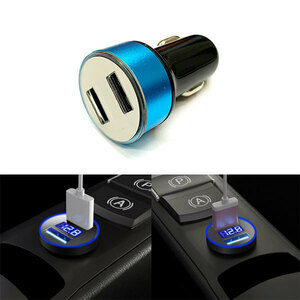  car charger cigar socket cigar USB charge 2 port iPhone smartphone sudden speed charge mobile in-vehicle blue free shipping 