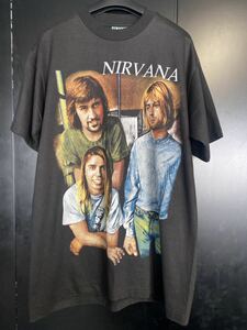 希少　NIRVANA 総柄Tシャツ　サイズL ブラック　Kurt Cobain バンドTシャツ　HOLE ニルヴァーナ カートコバーン