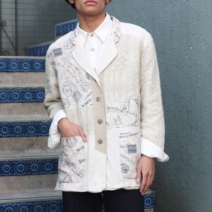 *SPECIAL ITEM* EU VINTAGE CABLE KNIT SWITCHED DESIGN LINEN JACKET/ヨーロッパ古着ケーブルニット切替デザインリネンジャケット