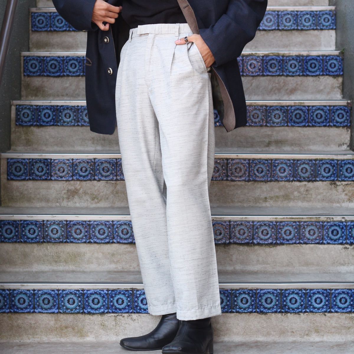 EU VINTAGE EURAL TERGAL TWEED SLUCKS PANTS/ヨーロッパ古着ツイード