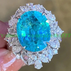 [.. gem ]mo The n Beak production palaiba tourmaline lady's ring ring neon blue Power Stone 6.48Ct. quality woman genuine article judgment proof P52