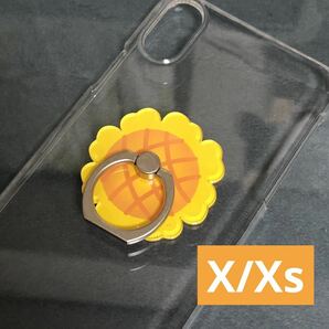 スマホリング　iPhoneXsケースiPhoneX クリアハードケース　ひまわり