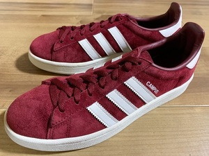 美品、レア! ADIDAS アディダス CAMPUS キャンパス バーガンディー/白 2017年製 24.5cm US6.5 オリジナル ビンテージ フランス ガゼル