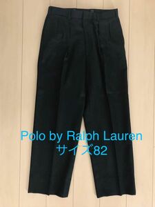 美品☆ Polo by Ralph Lauren ポロラルフローレン メンズ ウールタックパンツ ブラック　 日本製　 ウール100% サイズ82