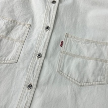 sh●477 USA古着 80s～90s Levis 生成り 白デニムシャツ ゆったりL～ オールド ヴィンテージ アメリカ古着 リーバイス オフホワイト 厚手_画像3