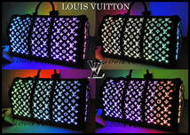 激レア LOUIS VUITTON キーポル50 ライトアップバッグ ルイヴィトン ブラック レインボー LED バンドリエール 美品 正規品 モノグラム 黒_画像7