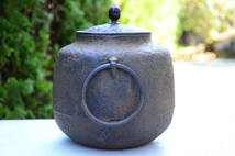 南部 岩鋳 鉄釜 釜環付 茶釜 湯沸かし 鋳物 茶道具 高さ18.5cm 幅17cm 画像10枚掲載中_画像4