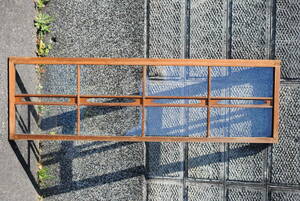 立1　昭和レトロ建具　細長楕円模様透かし装飾　明り取り用　木製　飾り欄間　1260x388x25ミリ