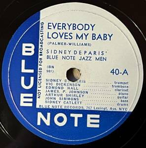 12INCH; SIDNEY DE PARIS' BLUE NOTE JAZZ MEN Blue Note Everybody Loves My Baby/ The Call Of The Blues