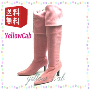 35/22.5cm Pink Lady -s ботфорты стрейч материалы po Inte dotu8cm каблук YellowCab желтый кабина Honshu бесплатная доставка 