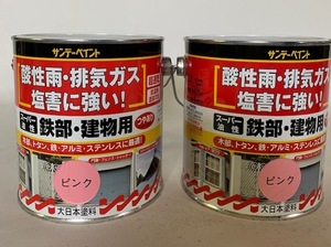 サンデーペイント　スーパー油性　鉄部・建物用　0.7L　ピンク　2缶セット　アウトレット品