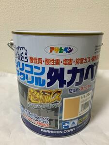 アサヒペン　水性シリコンアクリル外かべ用　3kg　シトラスイエロー　アウトレット品