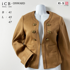 iCB wool 100% wool Napoleon no color jacket short beige Camel Brown gold button V neck nappy spring autumn winter 0 XS 5 number 