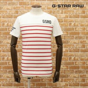 ★新品 未使用 本物★G-STAR RAW ボーダー柄Tシャツ 半袖 白×赤 M