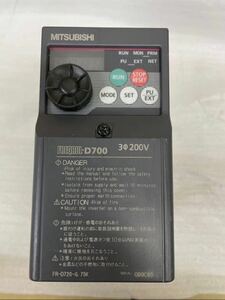 三菱 FREQROL-D700 FR-D720-0.75K /200Vで通電確認のみ、その他環境無いですから、未確認ジャンク品部品取り！新品同様