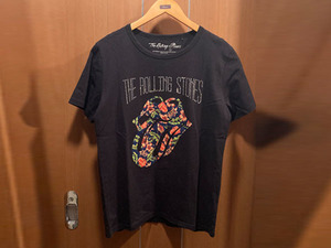 The Rolling Stones / ローリング・ストーンズ ラインストーン Tシャツ 花柄 タン＆リップ サイズ:レディース LL T-Shirt