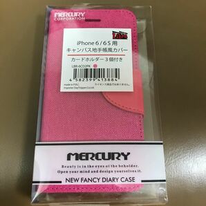 Mercury iPhone6 iPhone6Sキャンバス地手帳型 スマホカバー スマホケース ピンクの画像1
