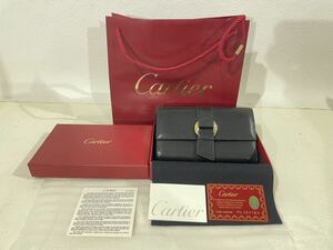 Cartiertoliniti three folding long wallet car f leather black box attaching 