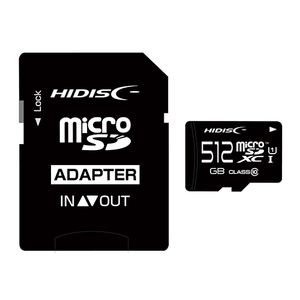 HIDISC microSDXCカード 512GB A2, V30, CLASS10 UHS-1 Speed Class3対応 SD変換アダプタ付き HDMCSDX512GCL10UIJP3