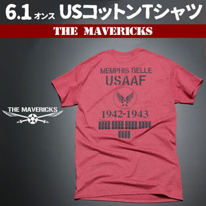 Tシャツ L ミリタリー 半袖 メンズ ブランド 爆弾エアフォース メンフィスベル MAVEVICKS クランベリー