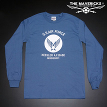 ミリタリー 長袖 Tシャツ S メンズ MAVEVICKS ブランド 綿100% USAF エアフォース 青 ブルー_画像6