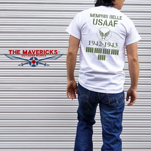 Tシャツ ミリタリー 半袖 M メンズ THEMAVEVICKS ブランド 爆弾エアフォース メンフィスベル ロゴT ホワイト 白