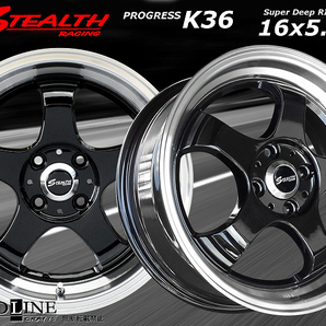 ■ ステルスレーシング K36 ■ 16x5.5J 軽四用/人気のスーパーディープ2段リム!! GOODYEAR LS EXE 165/45R16 タイヤ付4本セットの画像1