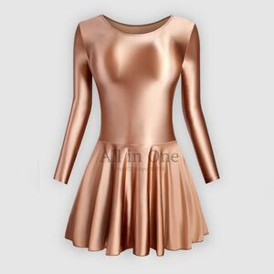 82-99-69 超艶々 光沢シルキー レオタード コスチューム【GOLD COFFEE,サイズL】体操服 バレエ コスプレ セクシー レースクイーン.1