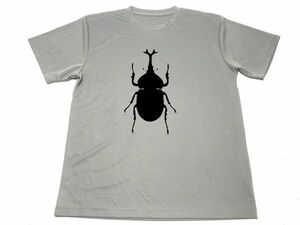 グレー　カブトムシ ドライ Tシャツ グッズ 昆虫 昆虫採集