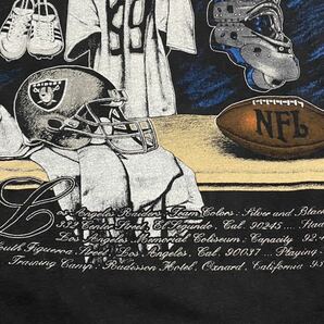 90's NUTMEG LOSANGELES RAIDERS プリント x 刺繍入り プリントTシャツ ビンテージ古着 USA製 NFL フットボール レイダース 80's 90年代の画像7