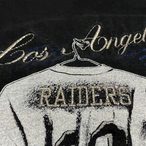 90's NUTMEG LOSANGELES RAIDERS プリント x 刺繍入り プリントTシャツ ビンテージ古着 USA製 NFL フットボール レイダース 80's 90年代の画像8