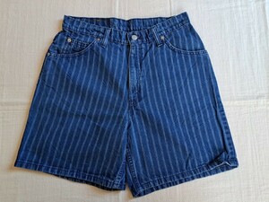 ■90’s～♪VINTAGE USA製 Levi’s リーバイス オレンジタブ 951 RELAXED FIT ストライプ柄 ライトオンス デニム ショートパンツ【W30】■