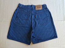 ■90’s～♪VINTAGE USA製 Levi’s リーバイス オレンジタブ 951 RELAXED FIT ストライプ柄 ライトオンス デニム ショートパンツ【W30】■_画像2