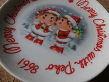 不二家 メリークリスマス ペコちゃん・ポコちゃん イヤープレート 1998/2000/2002 3枚セット 飾り皿 ケーキ皿 直径約16cm_画像2