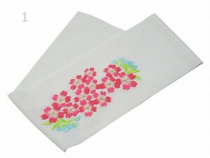 ■七五三 お子様用■ ポリエステル 花刺繍柄入り 白地半衿　ch-23（23-1）　【半襟 女の子用 和装小物 着付け小物】