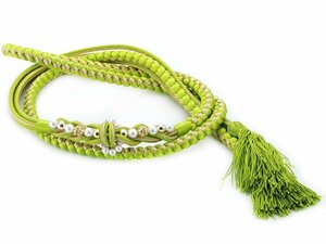 ◆正絹 振袖用◆パールビーズ 手組 帯締め 金糸使用 hs-344(72)【成人式 結婚式】