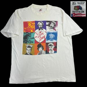 希少 90s I Love Lucy Tシャツ サイズXL アメリカン シチュエーション コメディ テレビドラマTシャツ USA製 各所汚れシミ有 古着 A2397