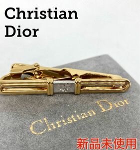 【未使用品】Christian Dior ゴールド ロゴ ネクタイ タイピン ディオール CD ピン クリップ タイピン