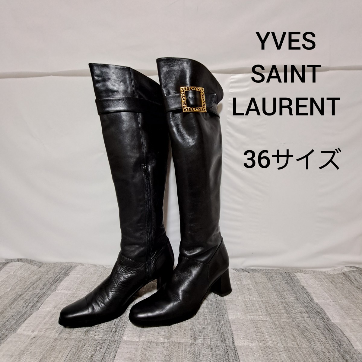 美品□Yves Saint Laurent イヴ サンローラン レザー ブーツ-