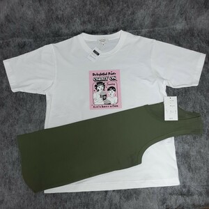 【訳あり品】Tシャツ+タンクトップ M (ホワイト・カーキ)
