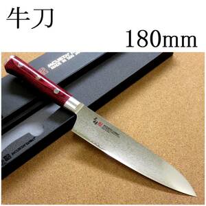 包丁 牛刀 18cm (180mm) 三昧 クラシックプロ ダマスカス 紅蓮 33層鋼 関の刃物 最高級 VG-10 赤合板 洋包丁 肉切り 魚処理 野菜 日本製