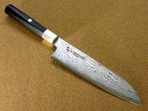 関の刃物 三徳包丁 18cm (180mm) 三昧 ハイブリッド スプラッシュ ダマスカス33層 VG-10 ステンレス 黒合板 両刃万能包丁 文化包丁 日本製_画像2