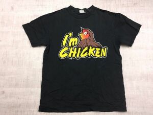 【送料無料】 目ヲ覚マシテクダサイ 小川直也 新日本プロレス I'M CHICKEN ニワトリ プリント 格闘技 半袖Tシャツ メンズ M 黒