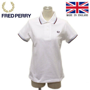FRED PERRY ( Fred Perry ) G12 lady's line polo-shirt England made 301-WHITE/MAROON FP336-8