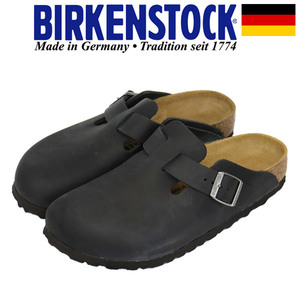 BIRKENSTOCK (ビルケンシュトック) 059463 BOSTON ボストン オイルドヌバックレザー サンダル ナロー幅 BLACK BI176 38-約24.5cm