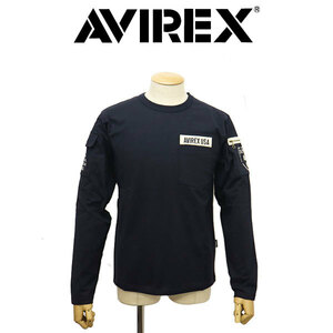 AVIREX (アヴィレックス) 1930005 L/S FATIGUE TEE ロングスリーブ ファティーグ Tシャツ 120(87)NAVY M