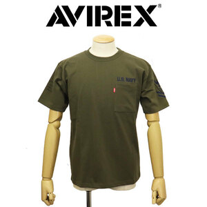 AVIREX (アヴィレックス) 2129012 S/S NAVAL POCKET TEE ショートスリーブ ポケットTシャツ 310(75)OLIVE L