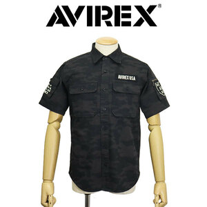 AVIREX (アヴィレックス) 3923001 BASIC FATIGUE S/S ベーシック ファティーグ ショートスリーブ シャツ 12BLACKCAMO L